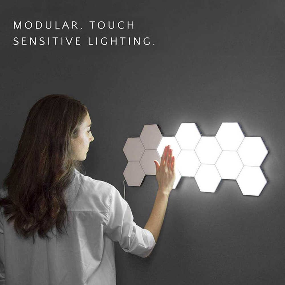 Σετ 6 Quantum Hexagonal LED Lamp - Επιτοίχιο Minimal Διακοσμητικό Εξαγωνικό Φωτιστικό Αφής Ψυχρού Φωτισμού 6500Κ - Συνδέονται μεταξύ τους με Μαγνήτη για να φτιάξετε ό,τι σχέδιο θέλετε
